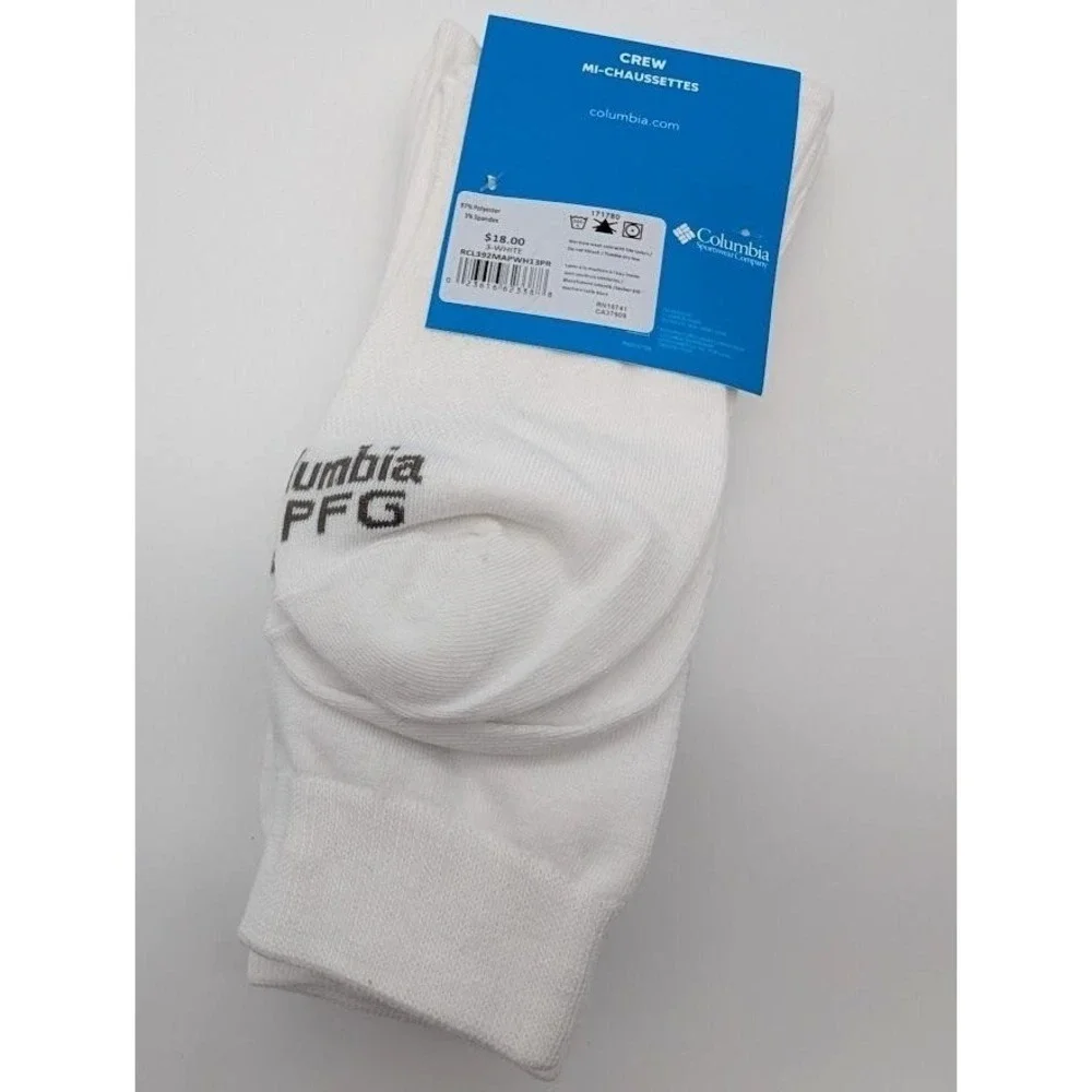 3 Pair Columbia PFG Crew Socks‎ Men's Size 6-12 Fishing Outdoor Hiking USA NEW